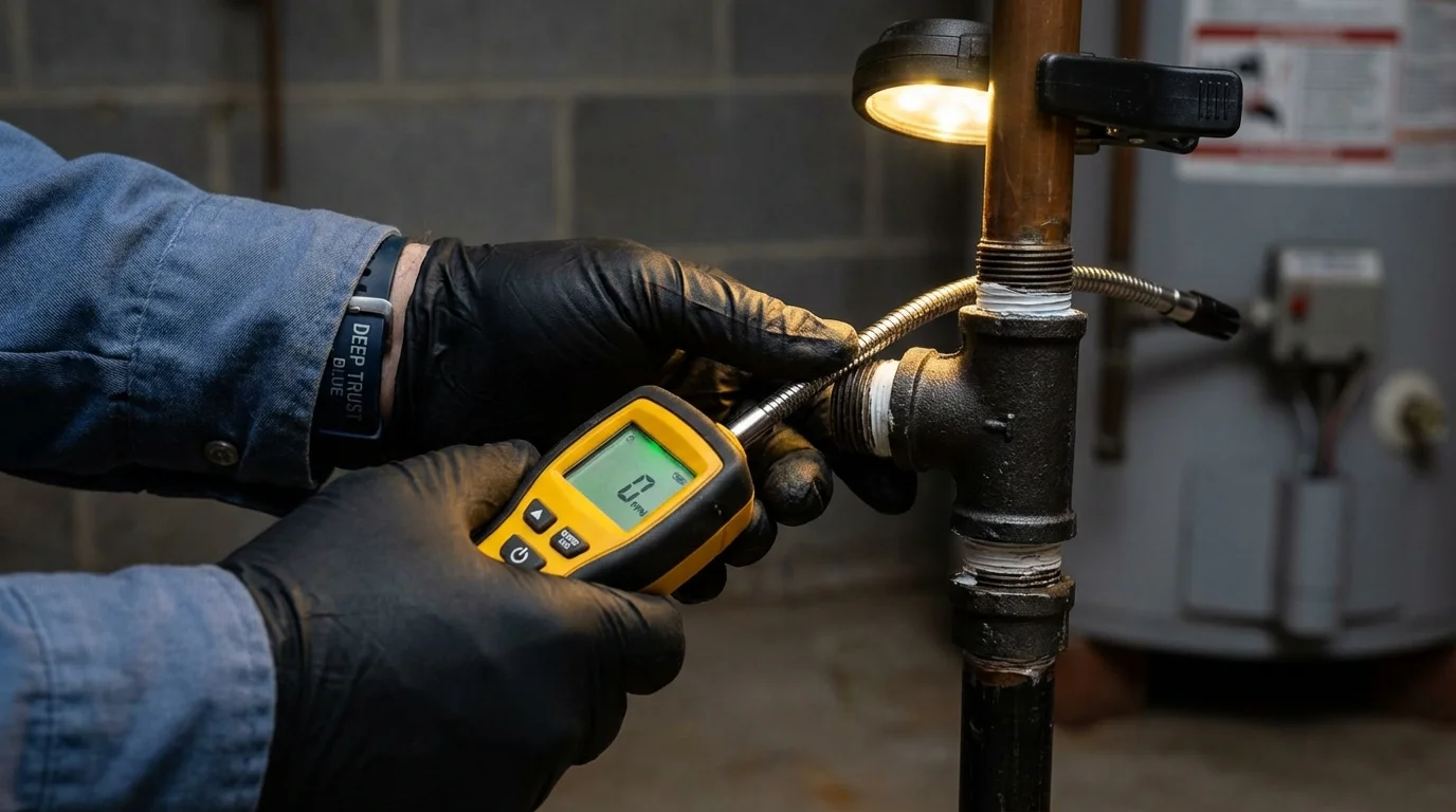 Gas leak detection with electronic sniffer by Johns Plumbing LLC in Bucyrus